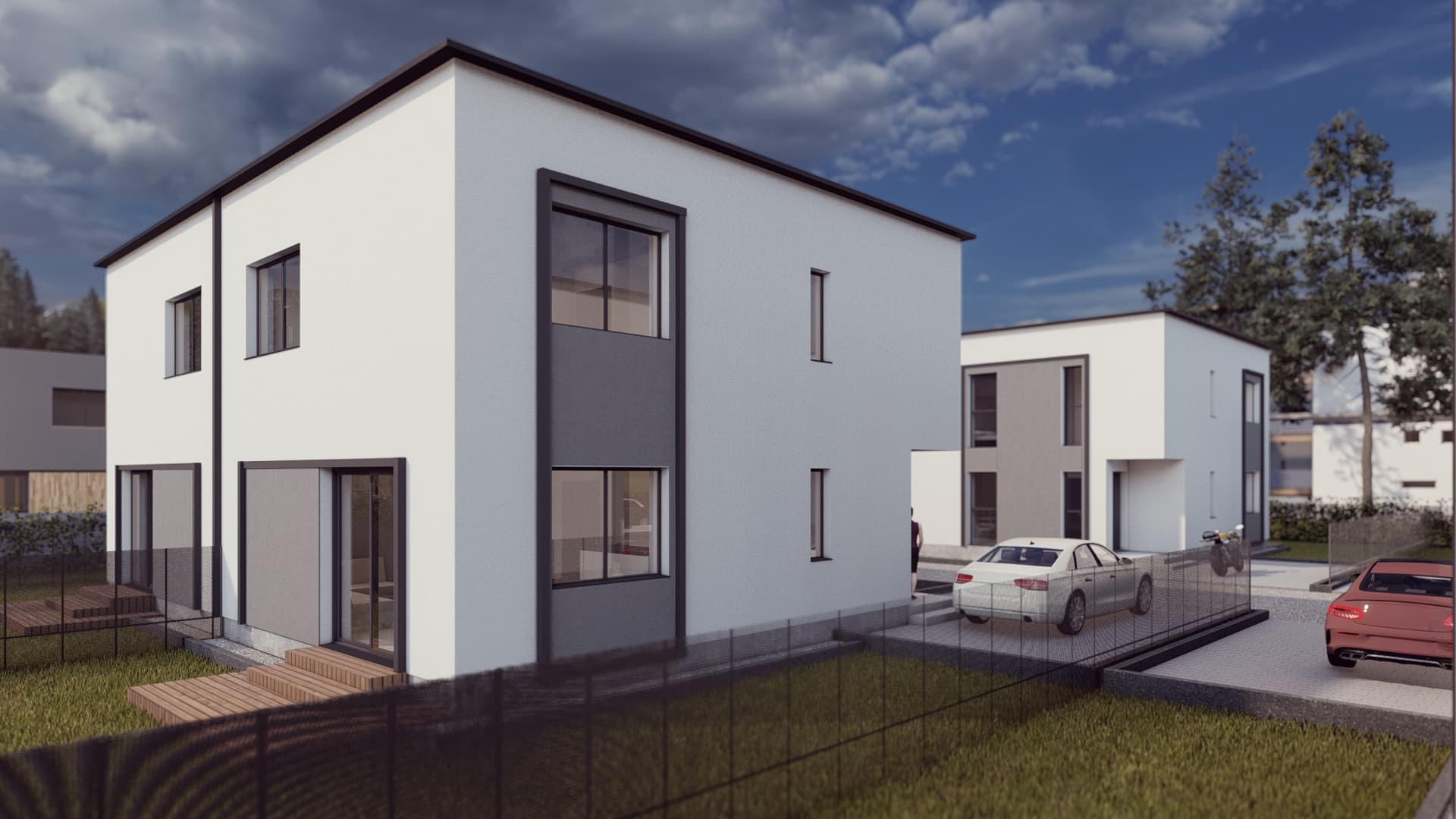 Widok na ogród i taras drewniany