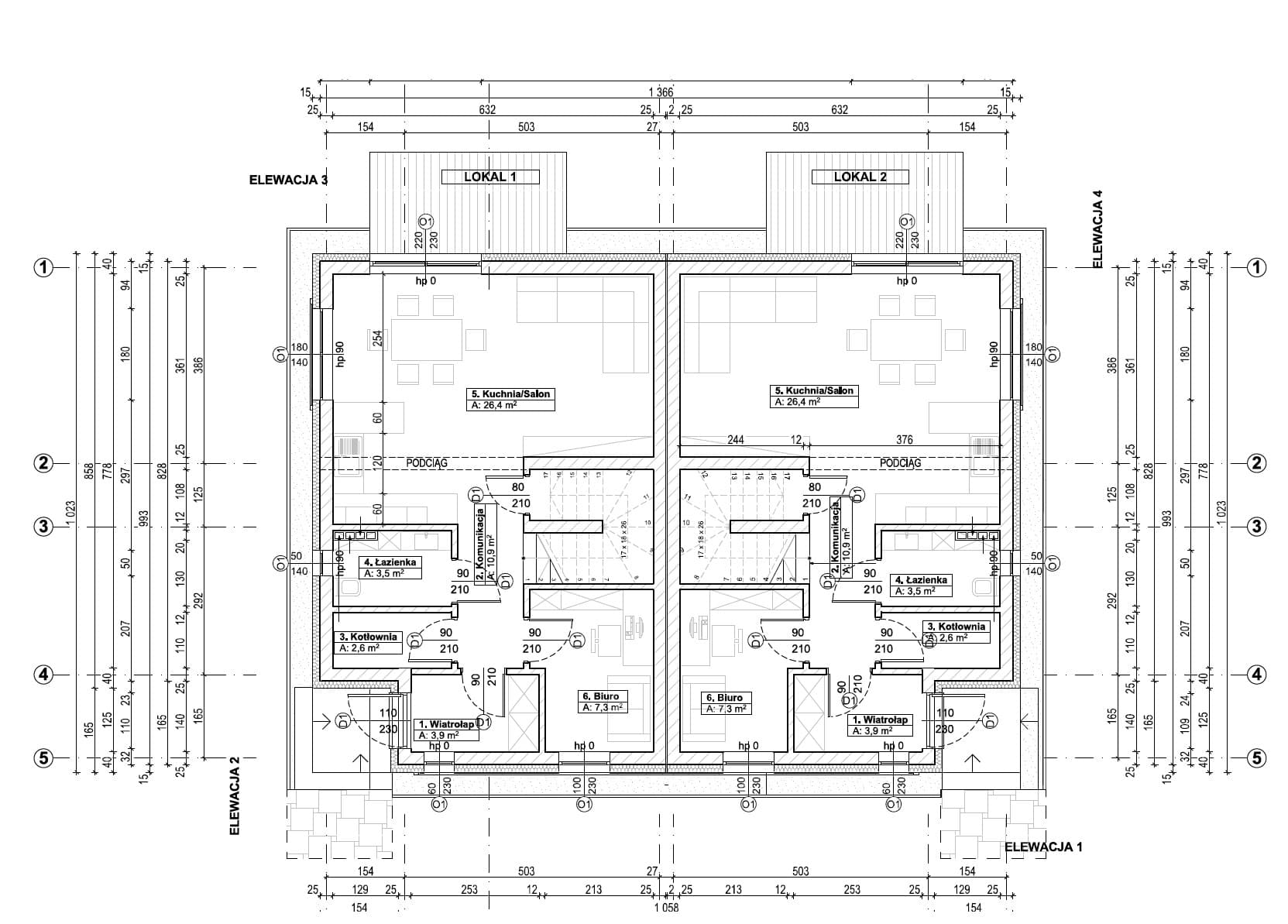 Rzut parteru — układ pomieszczeń na parterze