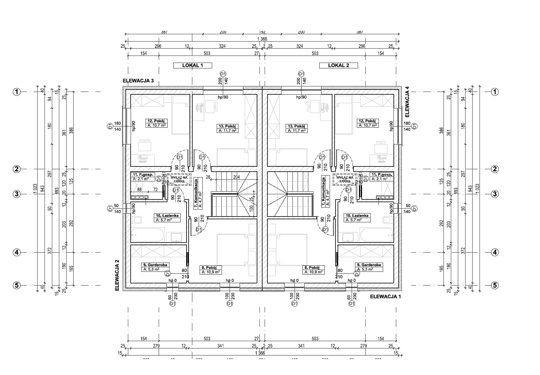 Rzut piętra — układ pomieszczeń na piętrze